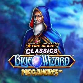 Fire Blaze Blue Wizard Megaways logo by Rarestone Gaming at Rabbit Reel CasinoFire Blaze Blue Wizard Megaways